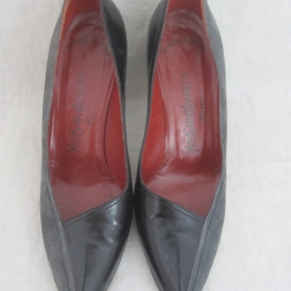 YVES SAINT LAURENT black gray pumps size 7 1/2 m - Picture 5 of 8